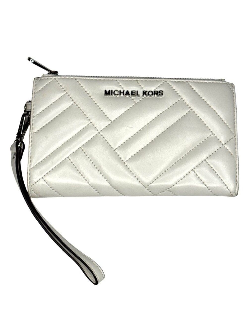 Michael Kors Quilted White Leather Wristlet Wallet